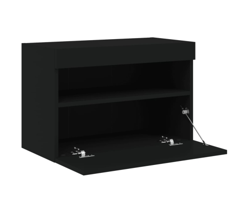 Mueble de TV de pared con luces LED negro 60x30x40 cm