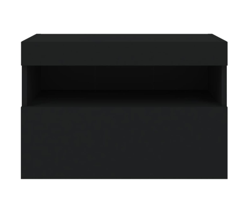 Mueble de TV de pared con luces LED negro 60x30x40 cm