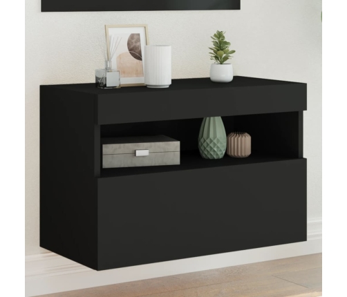 Mueble de TV de pared con luces LED negro 60x30x40 cm