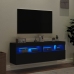 Muebles de TV de pared con luces LED 2 uds negro 60x30x40 cm