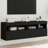 Muebles de TV de pared con luces LED 2 uds negro 60x30x40 cm