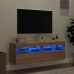 Muebles de TV de pared luces LED 2 uds roble Sonoma 60x30x40 cm