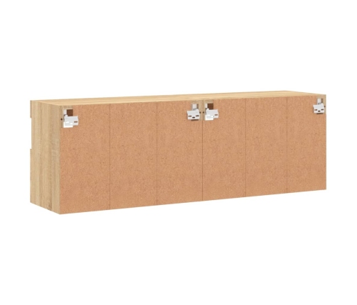 Muebles de TV de pared luces LED 2 uds roble Sonoma 60x30x40 cm