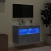 Mueble de TV de pared con luces LED gris hormigón 60x30x40 cm