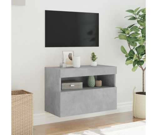 Mueble de TV de pared con luces LED gris hormigón 60x30x40 cm