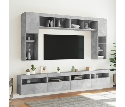 Mueble de TV de pared con luces LED gris hormigón 60x30x40 cm