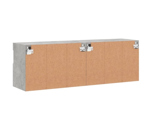 Muebles TV de pared luces LED 2 uds gris hormigón 60x30x40 cm