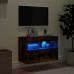 vidaXL Mueble de TV de pared con luces LED roble ahumado 60x30x40 cm