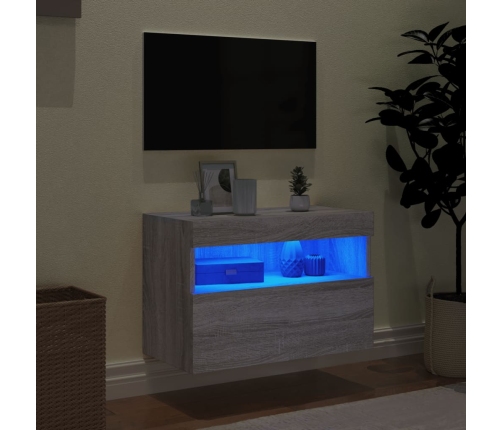 vidaXL Mueble de TV de pared con luces LED gris Sonoma 60x30x40 cm