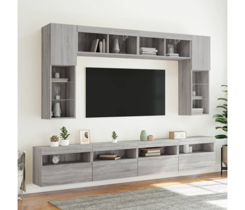 vidaXL Mueble de TV de pared con luces LED gris Sonoma 60x30x40 cm