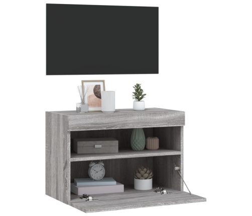 vidaXL Mueble de TV de pared con luces LED gris Sonoma 60x30x40 cm