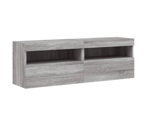 Muebles TV de pared con luces LED 2 uds gris Sonoma 60x30x40 cm