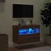 Mueble de TV de pared con luces LED roble marrón 60x30x40 cm