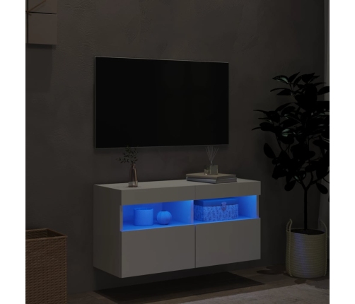 Mueble de TV de pared con luces LED blanco 80x30x40 cm