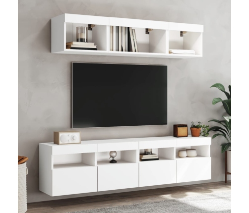 Mueble de TV de pared con luces LED blanco 80x30x40 cm