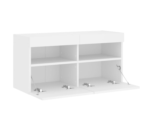 Mueble de TV de pared con luces LED blanco 80x30x40 cm