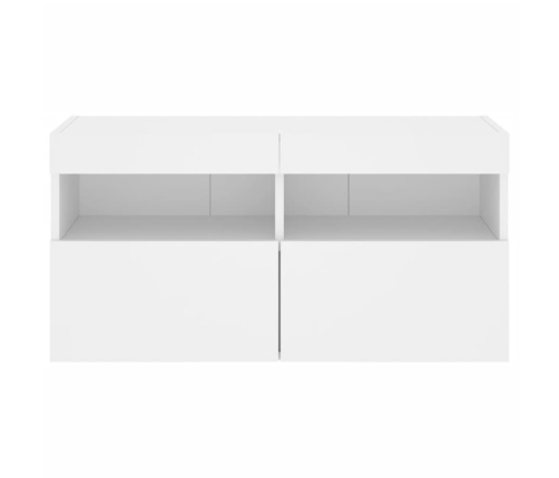 Mueble de TV de pared con luces LED blanco 80x30x40 cm