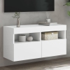 Mueble de TV de pared con luces LED blanco 80x30x40 cm