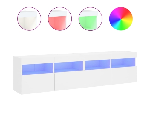 Muebles de TV de pared con luces LED 2 uds blanco 80x30x40 cm