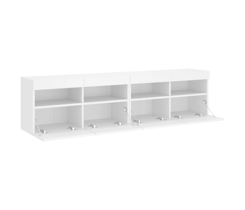 Muebles de TV de pared con luces LED 2 uds blanco 80x30x40 cm