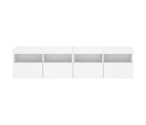 Muebles de TV de pared con luces LED 2 uds blanco 80x30x40 cm