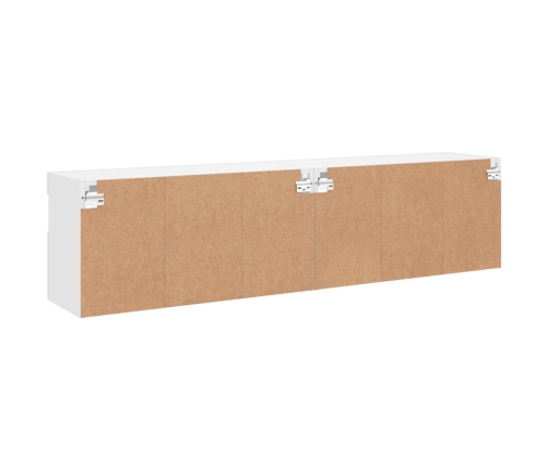 Muebles de TV de pared con luces LED 2 uds blanco 80x30x40 cm