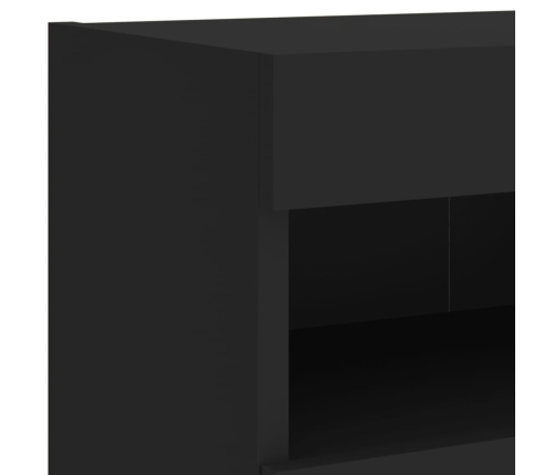 Mueble de TV de pared con luces LED negro 80x30x40 cm