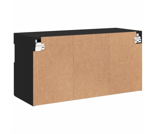 Mueble de TV de pared con luces LED negro 80x30x40 cm