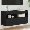 Mueble de TV de pared con luces LED negro 80x30x40 cm