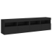 Muebles de TV de pared con luces LED 2 uds negro 80x30x40 cm