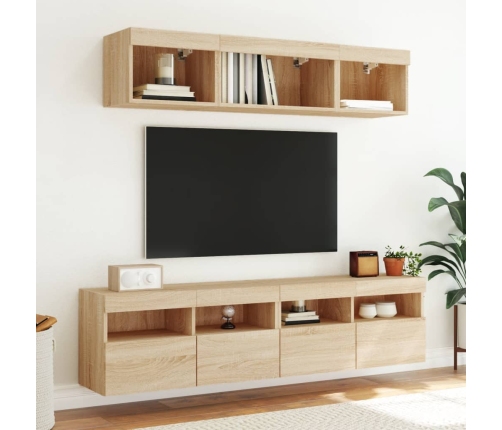 Mueble de TV de pared con luces LED roble Sonoma 80x30x40 cm