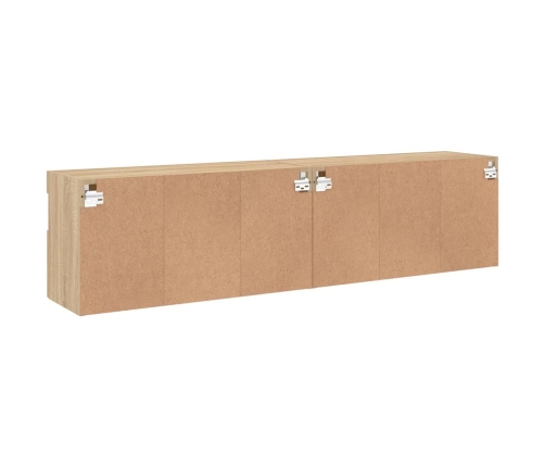 Muebles de TV de pared luces LED 2 uds roble Sonoma 80x30x40 cm