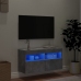 Mueble de TV de pared con luces LED gris hormigón 80x30x40 cm