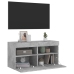 Mueble de TV de pared con luces LED gris hormigón 80x30x40 cm