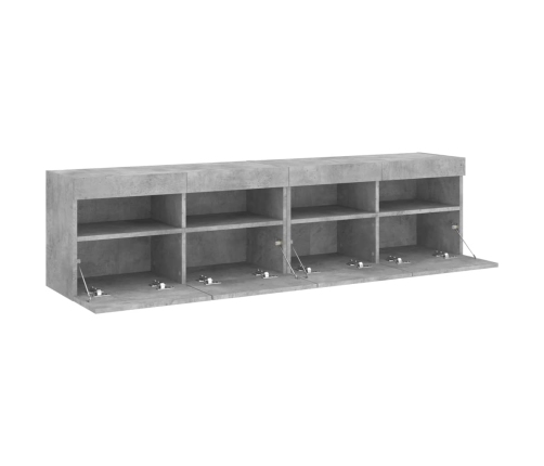 Muebles TV de pared luces LED 2 uds gris hormigón 80x30x40 cm