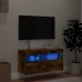 Mueble de TV de pared con luces LED roble ahumado 80x30x40 cm