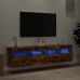 Muebles TV de pared luces LED 2 uds roble ahumado 80x30x40 cm