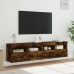 Muebles TV de pared luces LED 2 uds roble ahumado 80x30x40 cm