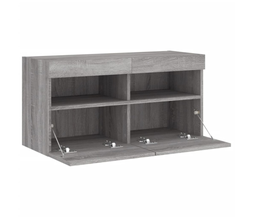 Mueble de TV de pared con luces LED gris Sonoma 80x30x40 cm