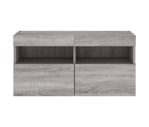 Mueble de TV de pared con luces LED gris Sonoma 80x30x40 cm