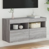 Mueble de TV de pared con luces LED gris Sonoma 80x30x40 cm