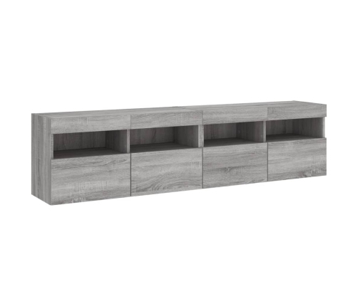 Muebles TV de pared con luces LED 2 uds gris Sonoma 80x30x40 cm