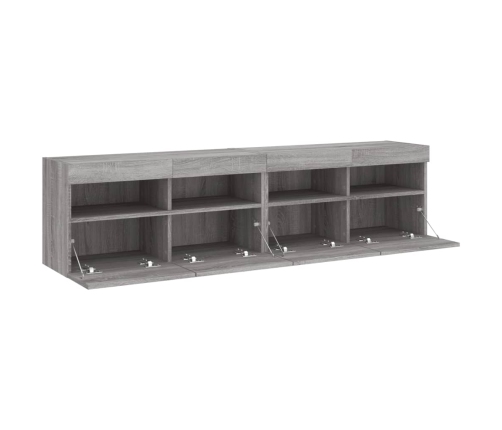 vidaXL Muebles TV de pared con luces LED 2 uds gris Sonoma 80x30x40 cm