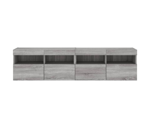 Muebles TV de pared con luces LED 2 uds gris Sonoma 80x30x40 cm