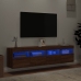 Muebles TV de pared luces LED 2 uds roble marrón 80x30x40 cm