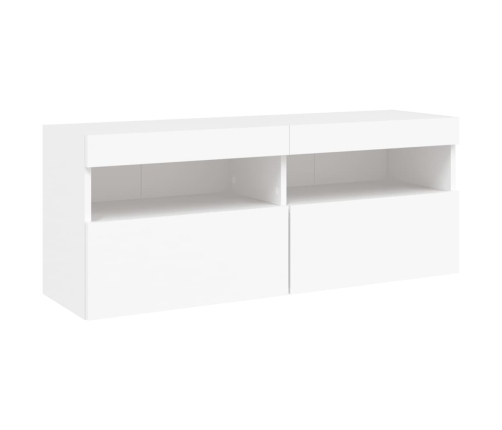 Mueble de TV de pared con luces LED blanco 100x30x40 cm