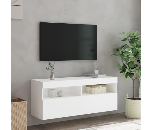 Mueble de TV de pared con luces LED blanco 100x30x40 cm