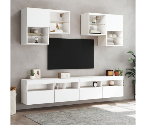 Mueble de TV de pared con luces LED blanco 100x30x40 cm