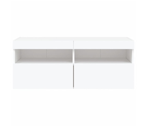 Mueble de TV de pared con luces LED blanco 100x30x40 cm