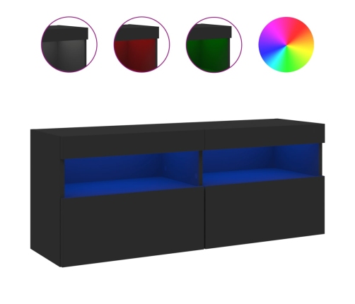 Mueble de TV de pared con luces LED negro 100x30x40 cm